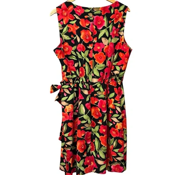 vibrant 90s floral faux wrap style dress, size 16 - Picture 2 of 7